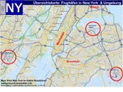 Karte Flughäfen in New-York